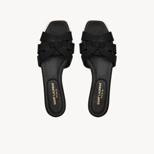 New Authentic YSL Saint Laurent Paris Tribute Sandals in Smooth Leather EUR 40